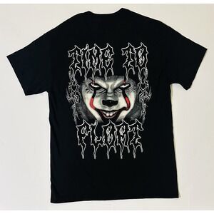 IT Pennywise Scary Clown Time To Float Graphic Mens Black M Short Sleeve Shirt
